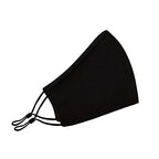 Washable Face Mask with Adjustable Ear Loops & Nose Wire - 3 Layers, Made in USA - color: Solid - Black