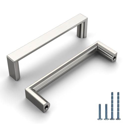 10 Pack 3.75 Inch Brushed Nickel Cabinet Pulls, Kitchen Hardware - color: Brushed Satin Nickel, size: 3.75"/96MM Hole Center, style: 10 Pack