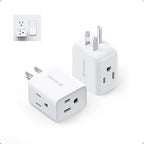 TROND Multi Plug Wall Outlet Extender 2 Pack, Small Outlet Splitter, White - color: White, size: 3 Prong, 2 Pack
