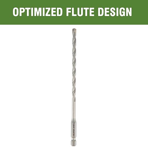 3/16" x 6" Masonry Drill Bits 3/16 inch Concrete Hammer Drill Bits Carbide Tipped, for Cement, Brick, Stone, 2 Pack, Hex Shank - size: 3/16" - 2 Pack