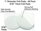 48 Pcs Self Adhesive 1" Round Felt Furniture Pads (White, 1") - color: White