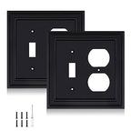 Matte Black Decorative Outlet Covers Wall Plates, Bamboo Fiber Light Switch Covers, Natural Material Electric Receptacle Switch Plate Outlet Cover of various styles (2 Gang Toggle/Duplex 2 Pack) - size: 2 Gang Toggle/Duplex 2 Pack