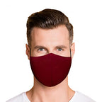 Washable Face Mask with Adjustable Ear Loops & Nose Wire - 3 Layers, Made in USA - color: Solid - Burgundy