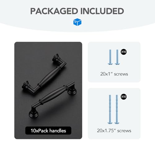 HOME EDIT Matte Black Cabinet Handles 3-3/4 Inch Pulls 10 Pack - color: Matte Black, size: 3-3/4 inches Hole Center