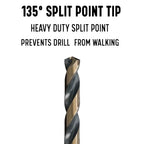 Drill America #3 High Speed Steel Black & Gold KFD Split Point Drill Bit (Pack of 12), KFD Series - size: #3