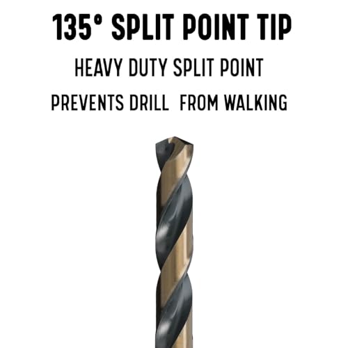 Drill America #3 High Speed Steel Black & Gold KFD Split Point Drill Bit (Pack of 12), KFD Series - size: #3