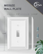 Switch Plates Outlet Covers, 2-Pack Metal Wall Plates, Pure White - color: Pure White, size: 1 Toggle 2PK