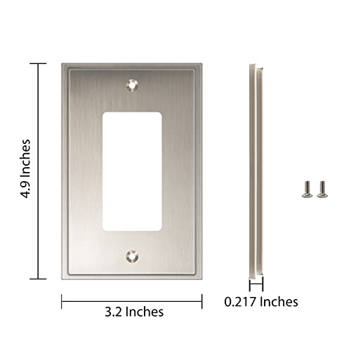 Henne Bery Soft Modern Decorative Wall Plate Switch Plate Outlet Cover (Single Decorator 3PK, Satin Nickel) - style: Single Decorator 3PK