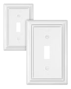 Switch Plates Outlet Covers, 2-Pack Metal Wall Plates, Pure White - color: Pure White, size: 1 Toggle 2PK