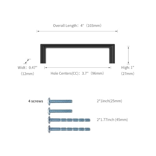 6 Pack 3.75 Inch Matte Black Cabinet Pulls, Kitchen Hardware - color: Matte Black, size: 3.75"/96MM Hole Center, style: 6 Pack
