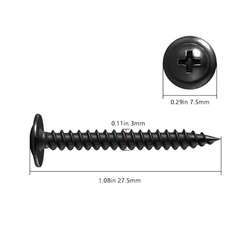 Wensilon（400 pcs）#4×1" Phillips Truss Head Wood Screws Black Galvanizing Quick Metal Self Tapping. - color: Black, size: #4×1"