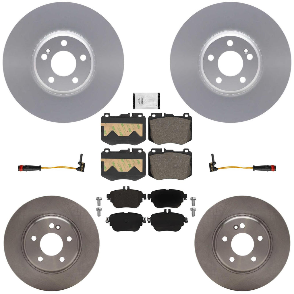 Coated Disc Brake Rotors & Pads for Mercedes Benz E350 2020-2023 Rear Wheel Drv