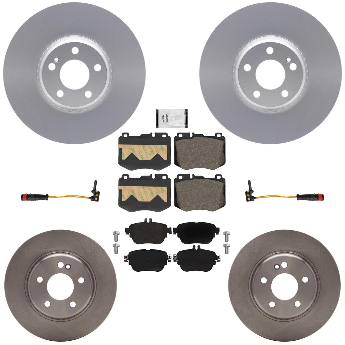 Coated Disc Brake Rotors & Pads for Mercedes Benz E350 2020-2023 Rear Wheel Drv