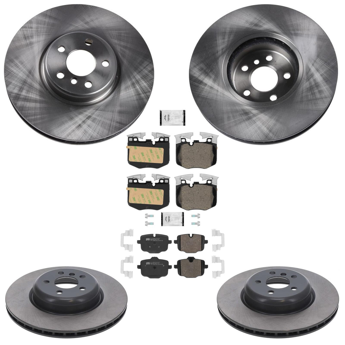 Front Rear Disc Brake Rotors & Euro R90 Pads for BMW 530i 2017-2023 W/ 348MM