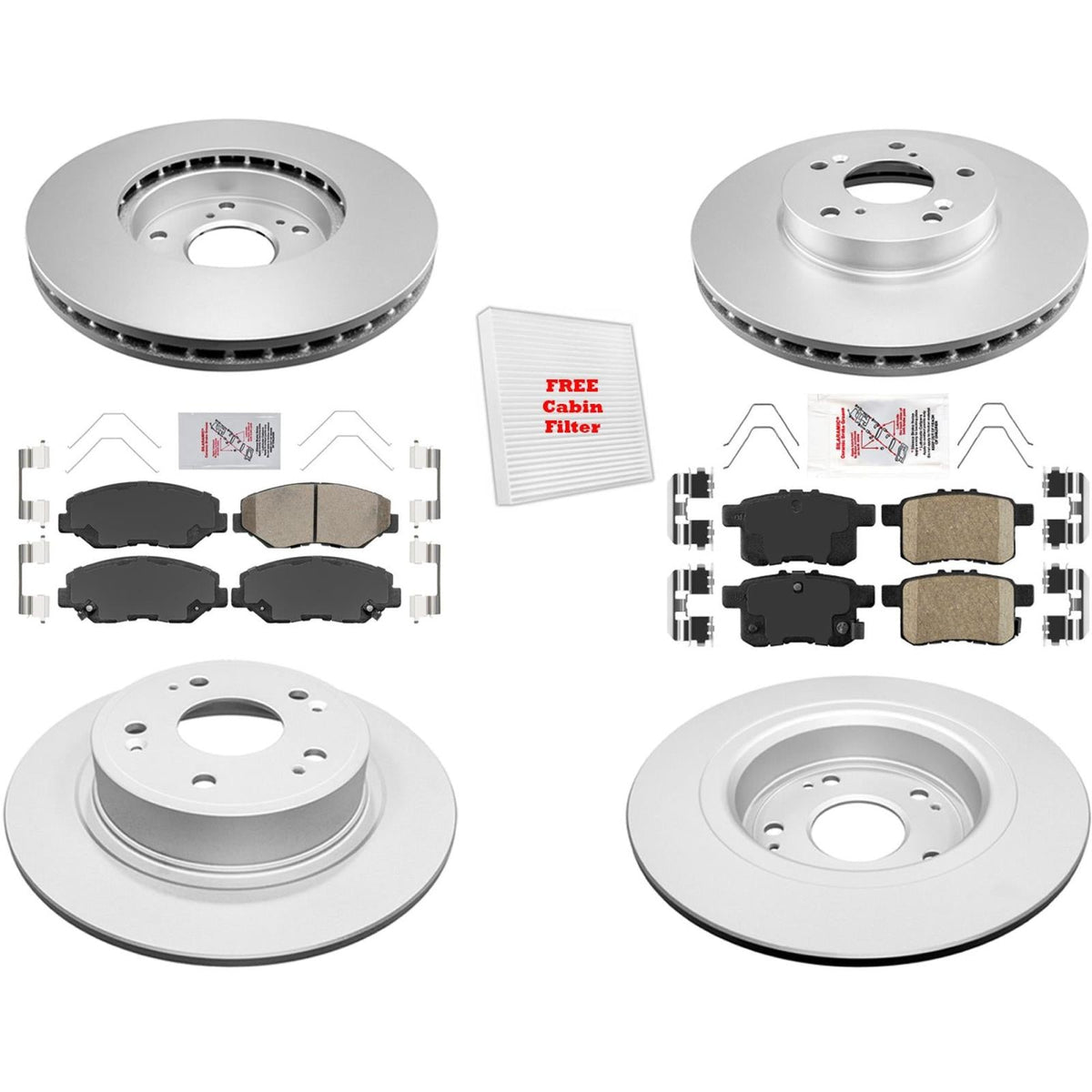 Front Rear Ceramic Pad + Rotor For 2008 2014 2015 2016 Honda Accord 282mm Rotor