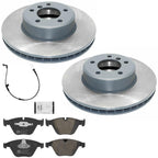 Front GEO Coated Disc Brake Rotors EPS Brake Pads & Sensor For 525XI 2006 2007