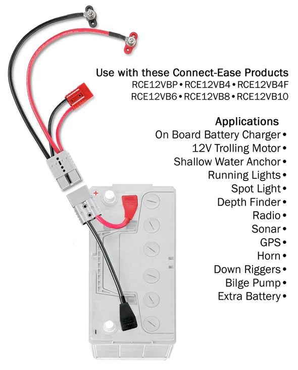 Connect-Ease Outboard Motor & Accessory Connection Kit- Complete Kit Lithium Compatible RCE12VBM6CK
