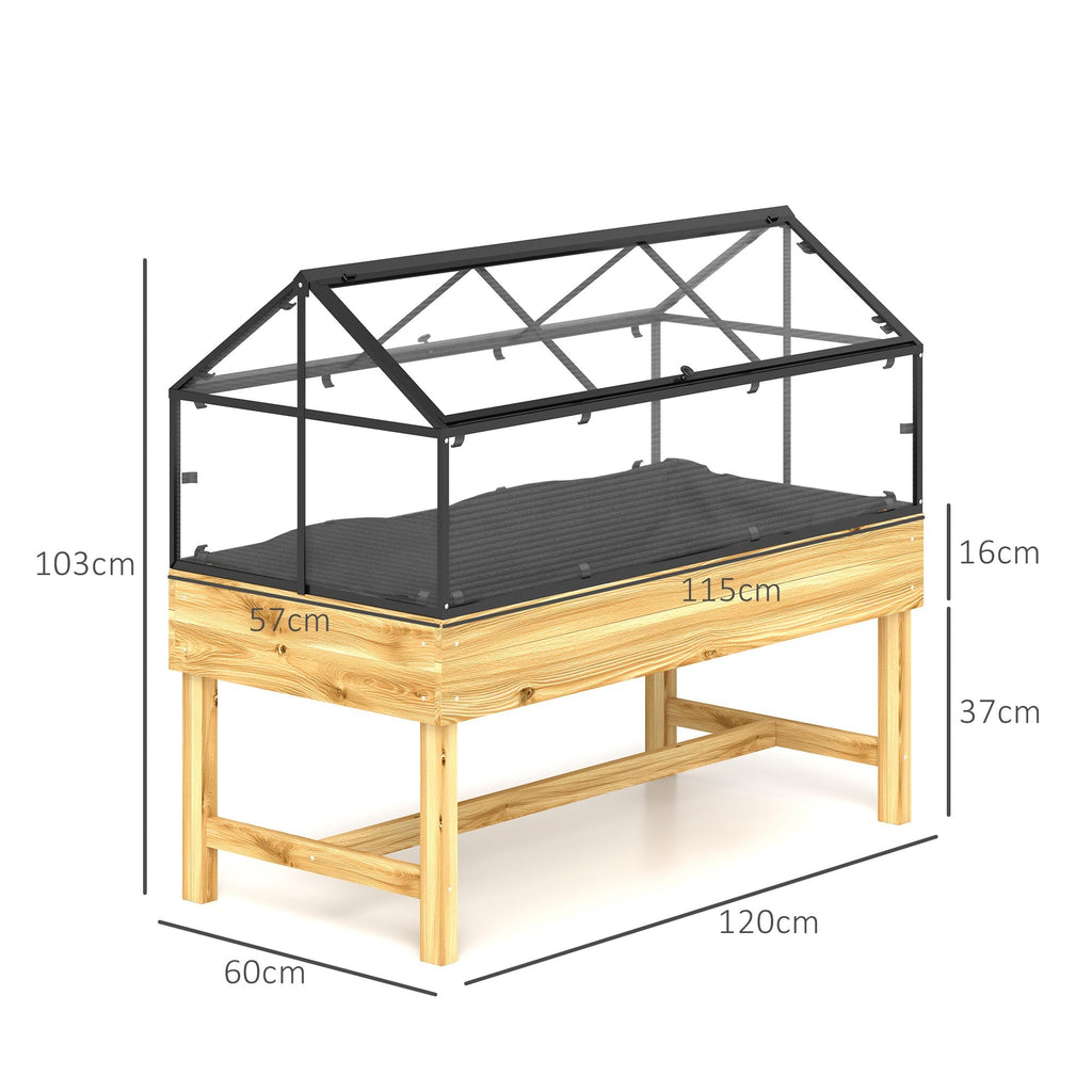 NookGrow Raised Garden Bed with Cold Frame Greenhouse Polycarbonate Panel and Top Vent, Natural