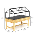 NookGrow Raised Garden Bed with Cold Frame Greenhouse Polycarbonate Panel and Top Vent, Natural