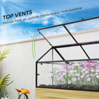 NookGrow Raised Garden Bed with Cold Frame Greenhouse Polycarbonate Panel and Top Vent, Natural