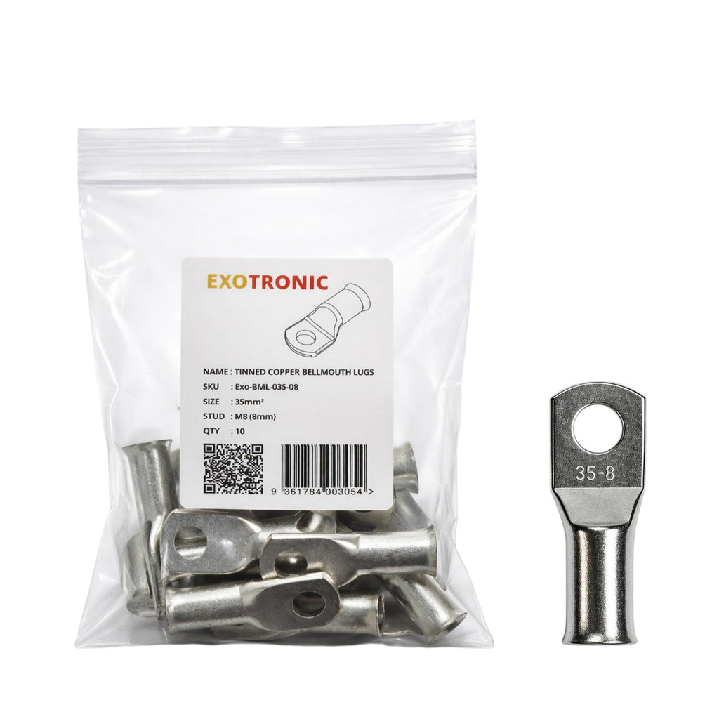 10 Pack of Exotronic 35mm² Copper Lug M8 | Bellmouth