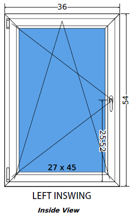 36"x54" Single Sash European uPVC Tilt and Turn Window