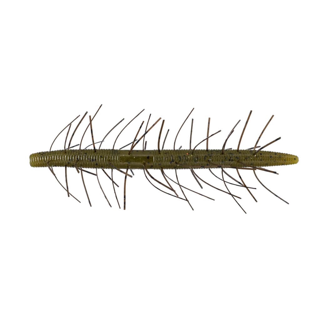 Yamamoto Fuzzy Senko 5" fishing lure with a soft, ribbed body and multiple thin, flexible appendages designed to imitate natural prey in freshwater fishing.