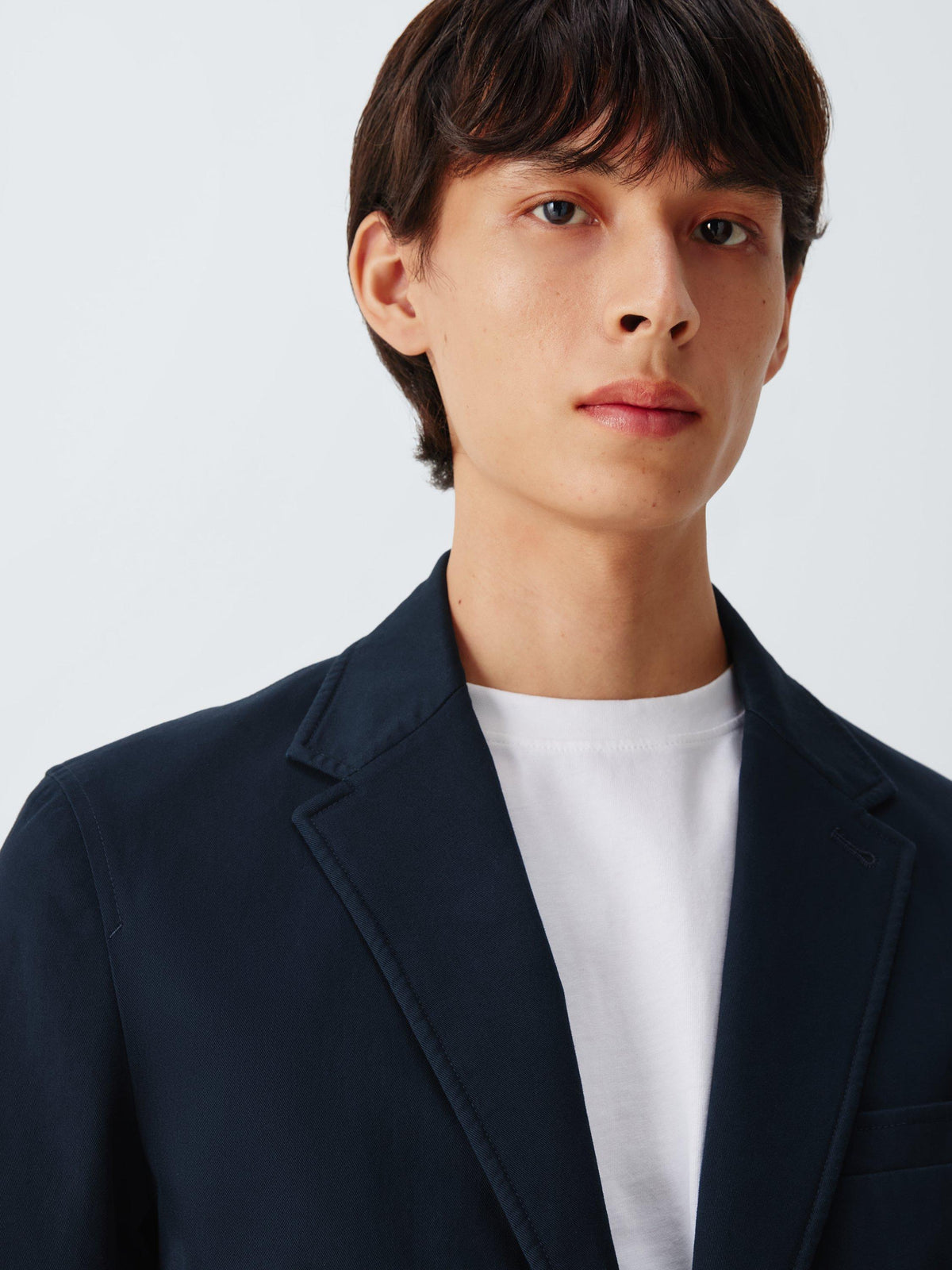 John Lewis Washed Cotton Men's Regular Blend Regular Fit Blazer - Navy - 38R