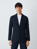 John Lewis Washed Cotton Blend Buttoned Regular Fit Men's Blazer - Navy 46L
