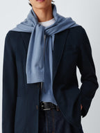 John Lewis Washed Cotton Blend Buttoned Regular Fit Men's Blazer - Navy 46L