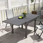 35"-71"  Extendable Aluminium Outdoor Dining Table w/ Slatted Top for 4-6 Person, Grey