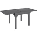 35"-71"  Extendable Aluminium Outdoor Dining Table w/ Slatted Top for 4-6 Person, Grey