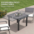 35"-71"  Extendable Aluminium Outdoor Dining Table w/ Slatted Top for 4-6 Person, Grey