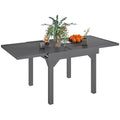 35"-71"  Extendable Aluminium Outdoor Dining Table w/ Slatted Top for 4-6 Person, Grey