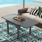 35"-71"  Extendable Aluminium Outdoor Dining Table w/ Slatted Top for 4-6 Person, Grey