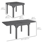 35"-71"  Extendable Aluminium Outdoor Dining Table w/ Slatted Top for 4-6 Person, Grey
