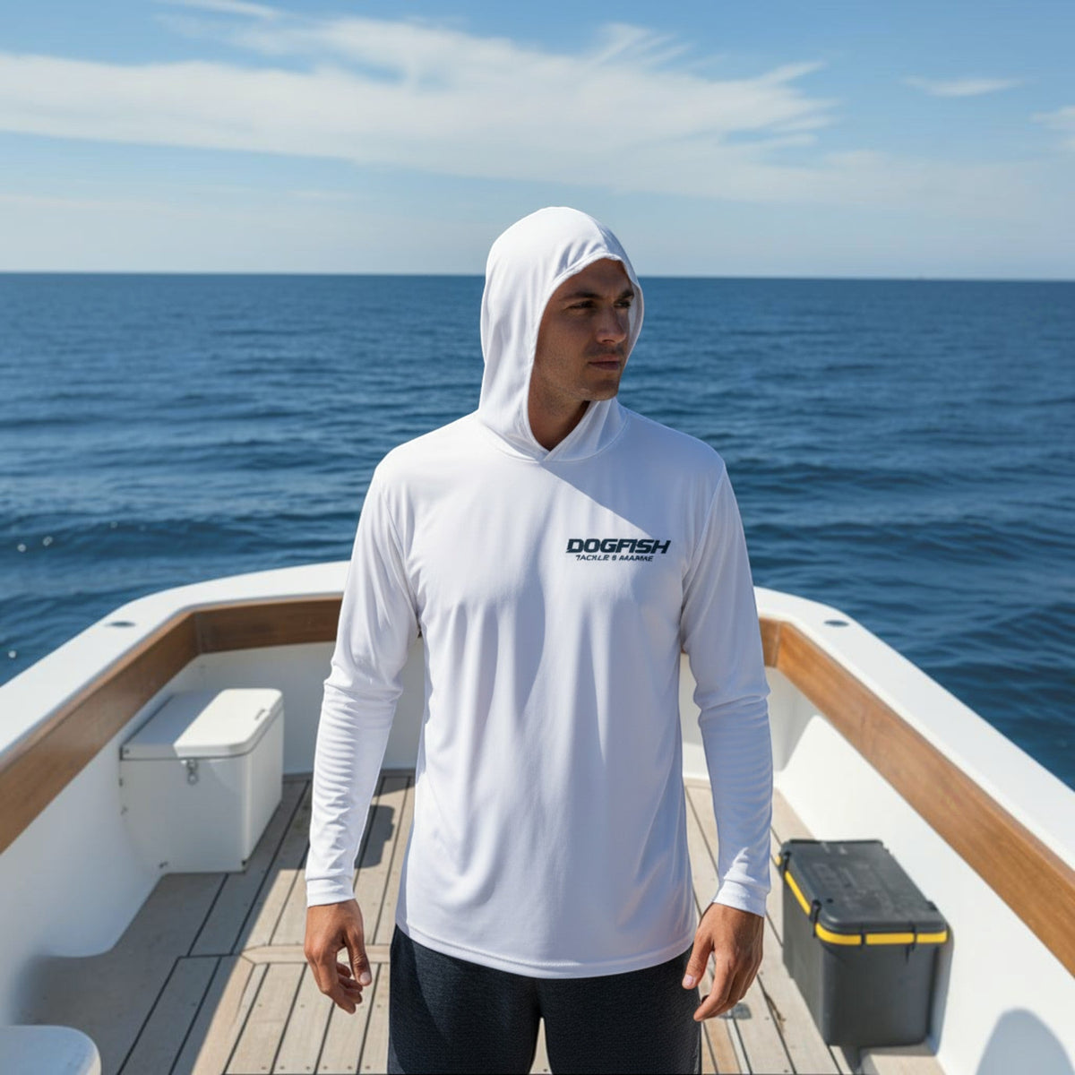 Dogfish Long Sleeve Hooded Micro Stormy Seas Logo