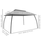 10' x 13' Patio Gazebo with Netting, Curtains & Vented Roof, Dark Gray