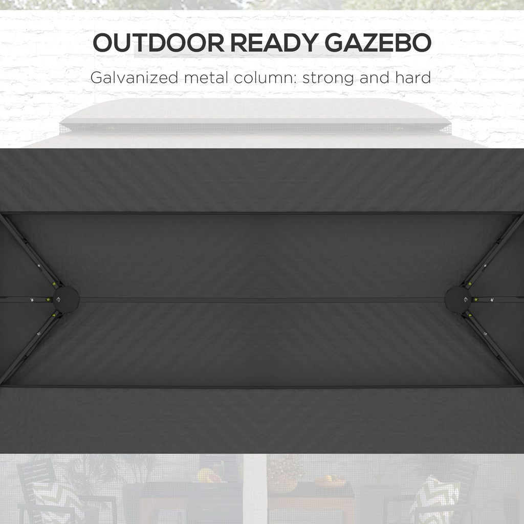 10' x 13' Patio Gazebo with Netting, Curtains & Vented Roof, Dark Gray