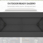 10' x 13' Patio Gazebo with Netting, Curtains & Vented Roof, Dark Gray