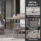 70 cm Rattan Patio Dining Table with Wood-plastic Composite Top for Balcony, Garden, Grey