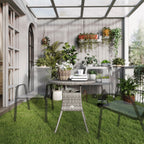 70 cm Rattan Patio Dining Table with Wood-plastic Composite Top for Balcony, Garden, Grey