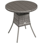 70 cm Rattan Patio Dining Table with Wood-plastic Composite Top for Balcony, Garden, Grey