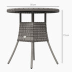 70 cm Rattan Patio Dining Table with Wood-plastic Composite Top for Balcony, Garden, Grey