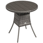 70 cm Rattan Patio Dining Table with Wood-plastic Composite Top for Balcony, Garden, Grey