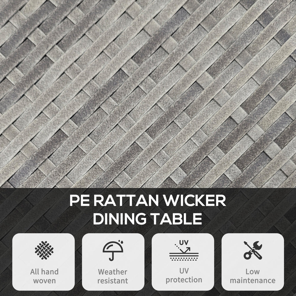 70 cm Rattan Patio Dining Table with Wood-plastic Composite Top for Balcony, Garden, Grey