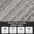 70 cm Rattan Patio Dining Table with Wood-plastic Composite Top for Balcony, Garden, Grey