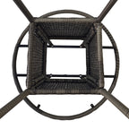 70 cm Rattan Patio Dining Table with Wood-plastic Composite Top for Balcony, Garden, Grey