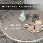 70 cm Rattan Patio Dining Table with Wood-plastic Composite Top for Balcony, Garden, Grey