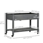 Raised Garden Bed with Lockable Wheels & Shelf, Dark Grey